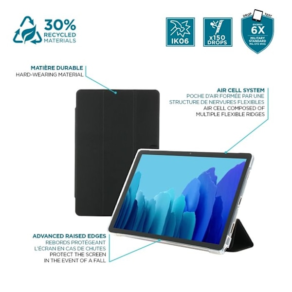 Beskyttelsesskal til Samsung Galaxy Tab A9+ 11'' - Stødabsorberende Transparent/Sort Etui med Stylusbærer - MOBILIS Klar/svart