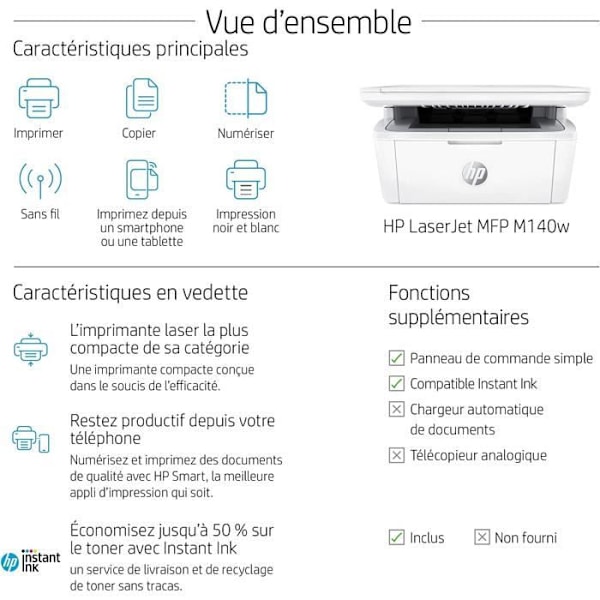 HP LaserJet M140w mustavalkoinen lasermonitoimitulostin