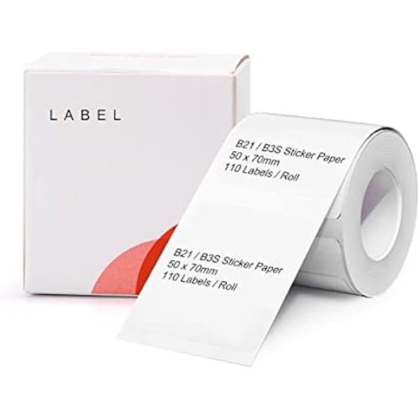 Vandtætte tape ruller - NIIMBOT - B21/B3S - Pakke med 110 - 50 x 70 mm - Hvid