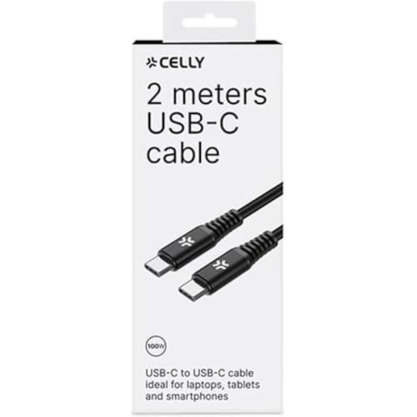 CELLY C TO C 100 W 2MT BK kabel - Smartphone tillbehör