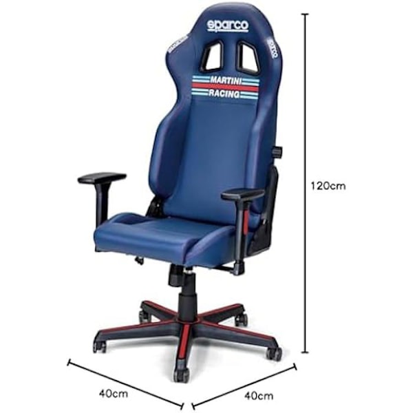 Gaming stol - SPARCO - Martini RACIN - Marineblå farve - 100% Ny - Praktisk og innovativ marinblå