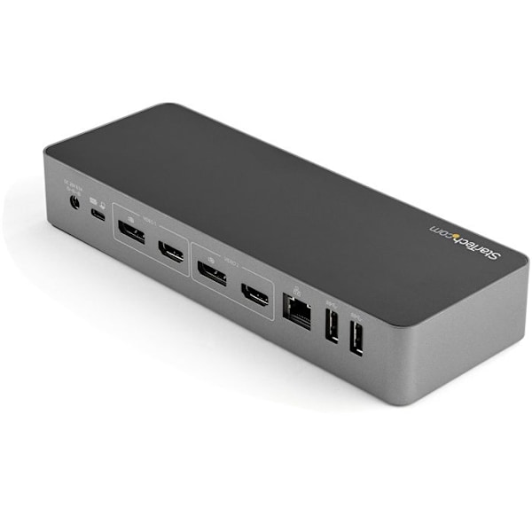 Startech 2 x 4K universaalinen kannettavan tietokoneen telakointiasema USB-C-USB 3.0 100W PD musta Mukautus PC Kaksois DP, kaksois HDMI tai DP + HDMI