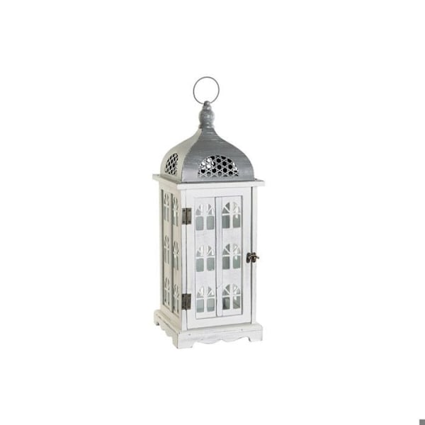 Lyslykta - DKD Home Decor - Medelhavsstil - Vädersliten Trä - Glas - Inomhus Vit grå