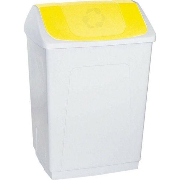 Papperskorg Denox Vit Gul 55L