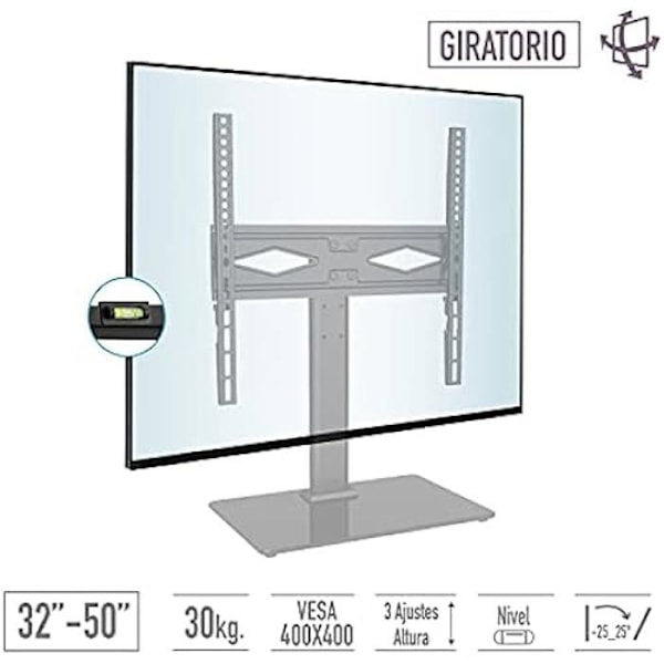 TM Electron TMSLC419 Universal TV-fäste för bord eller möbler, VESA 400 x 400 mm, från 32" till 50", Max. 30 kg, perfekt för skärmar och