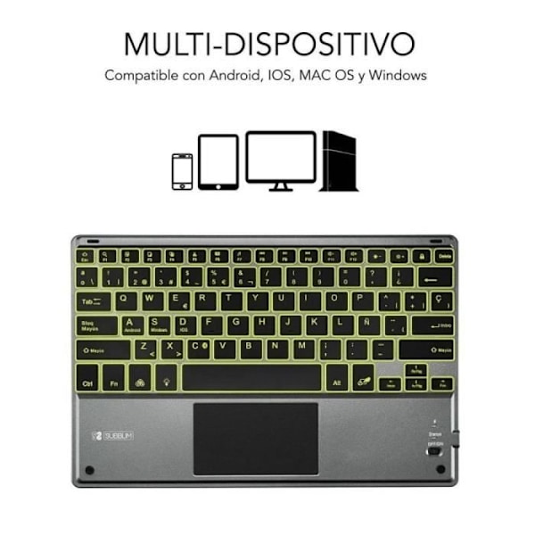 Teclado Compacto Inalámbrico af Bluetooth Subblim Touchpad Smart Blacklit/Gråblå