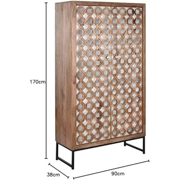 Garderobe - HOME ESPRIT - Brun Sort Sølv - 90 x 38 x 170 cm - 2 døre - Træ Flerfärgad