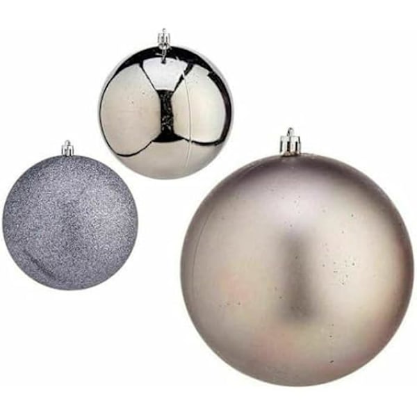 Julekugler - Ikke specificeret - Sæt med 6 - Metallisk Sølv - Ø 12 cm - Plast Metalliskt silver