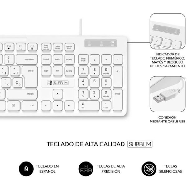Combo Tastatur og Mus - Subblim - Business Slim - Støjsvag - Ergonomisk - Vandafvisende