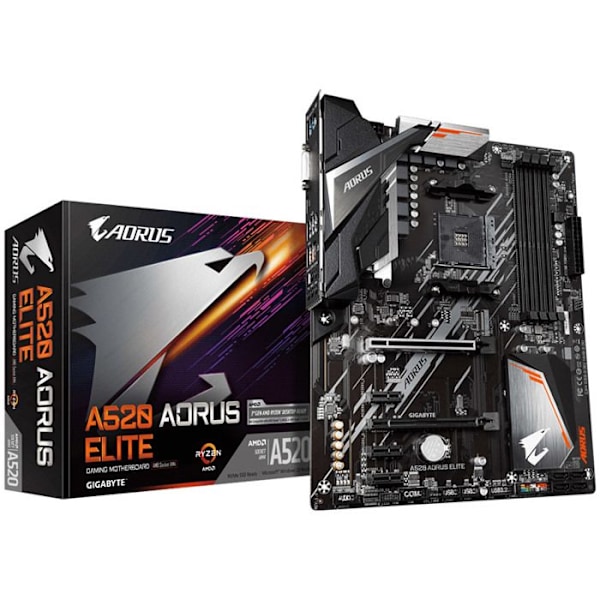 Moderkort - Gigabyte - A520 Aorus Elite - Socket AM4 - Kablet - Sort