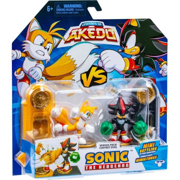 Duo af Figurer Tails vs Shadow - MOOSE TOYS - AKEDO - Hurtig kamppakke, 2 figurer og controllere inkluderet Svart