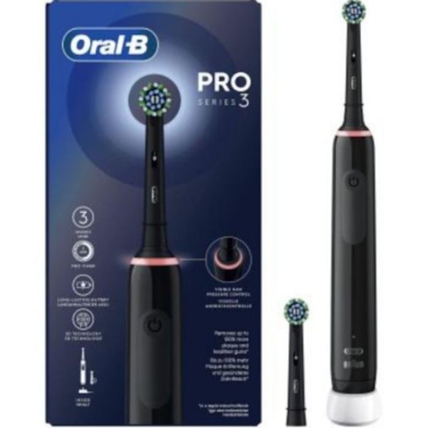 Elektrisk tandborste - Oral-B - Pro 3 3000 - Svart - Timer - Cross Action