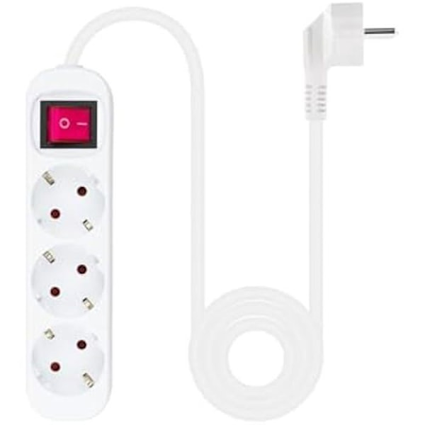 NANOCABLE 10.38.0003 Power Strip - 3 uttag med strömbrytare - 1,4 m - Vit Vit