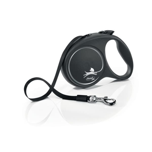 Hihna - Flexi - Musta Design L - 5 m - musta hopea Svart silver