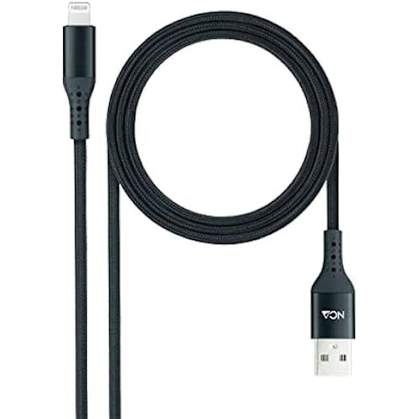 Nanokabel 10.10.0401-COBK - USB 2.0 kabler, kompatibel med Apple-enheder, mesh, sort, 1 meter