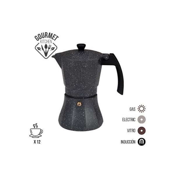 Kaffebryggare - GENERISK - Aluminium - 12 koppar - Induktion - Gas, Vitrokeramik, Elektrisk Aluminium