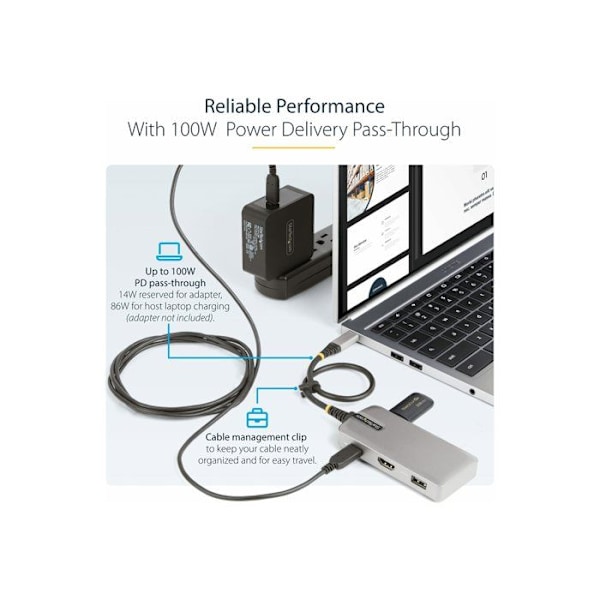 Moniporttinen USB-C-adapteri - STARTECH - 104B-USBC-MULTIPORT - HDMI 4K 60Hz - 3 USB-porttia - 100W Power Delivery