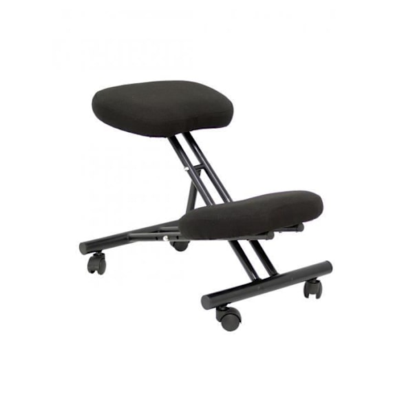 Ergonomisk fast kontorstol, justerbar til forskellige positioner og på hjul. polstret sæde i sort BALI stof (MED