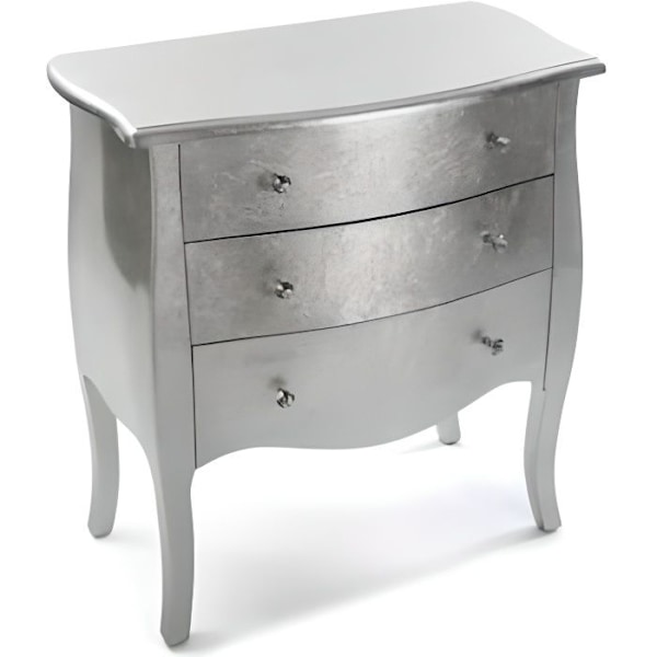 Kommode - VERSA - CAGLIARI - 3 skuffer - Grå - Sølv blade Silver blad
