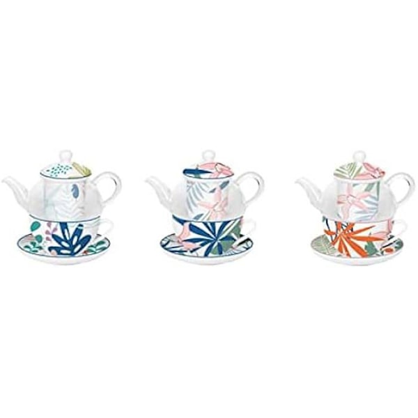 Tekandesæt - DKD Home Decor - Standard - Blå og grøn farve - Glas og porcelæn - 13,5 x 16,5 x 14 cm blått och grönt