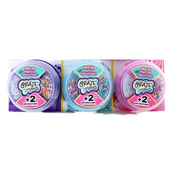 Kreativ fritid - CANAL TOYS - CRAZE Sensationer 2 tønder + 1 bonus - Sand, Fluffy Slime, Skum Rosa, lila och blå