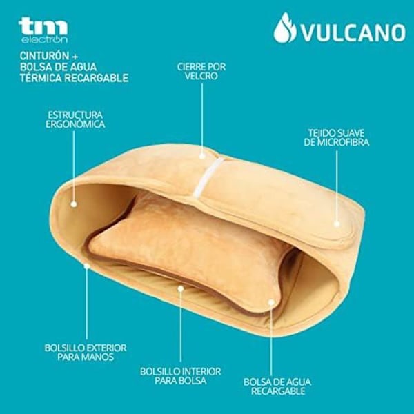 TM Electron VULCANO Säädettävä vyö lämpövesipussilla, ladattava 15 minuutissa 2 tunnin käytön ajaksi, kastanj