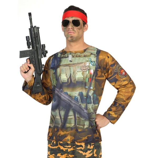 T-shirt herr - ATOSA - Militärtryck - Storlek M/L - Vit/kamouflage - 100 % bomull Kamouflage