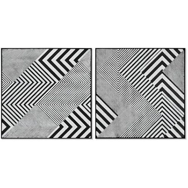 Maalaus - HOME ESPRIT - Moderni abstrakti - 100 x 100 cm - Monivärinen - 2 kpl mångfärgad