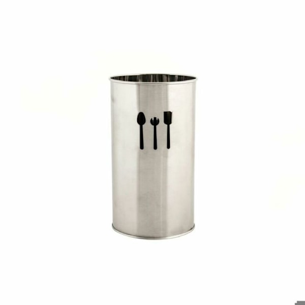 Bestikholder - DKD Home Decor - Rustfrit stål og plastik - Grå - 10x10x18 cm - 250 g silver-