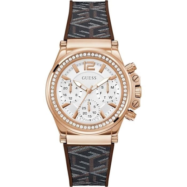 Ur - Guess - Charisma GW0621L5 - Kvarts - Rustfrit stål - Brun silikone rem Silver, brun