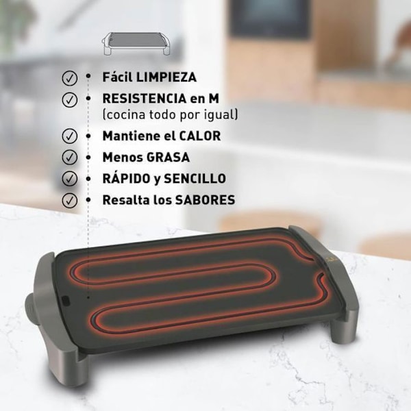 Grill och grill - JATA - GR-555A - 2500W - Svart - rektangulär yta Svart