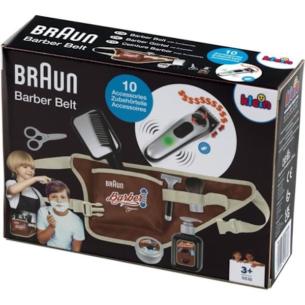 Barberbälte - KLEIN - 5838 - Med elektrisk trimmer och tillbehör - Från 3 år Brun, beige, svart, grå