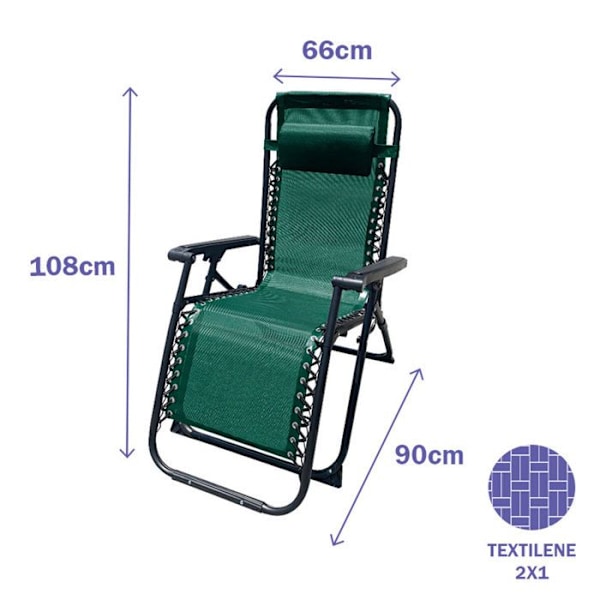 Sittlång Soffa Utomhus Justerbar 90 x 108 x 66 cm Grön - Marbueno