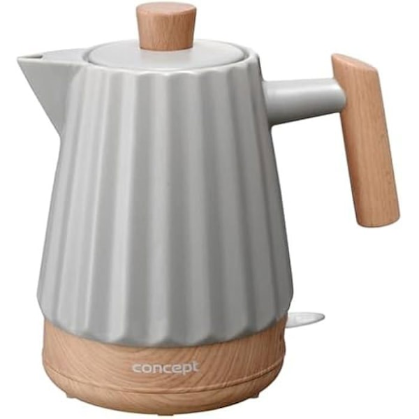 Sähkökannu - KONSEPTI - 1,5 L - Keraaminen - 1500 W - STRIX-liitin - Kolminkertainen suojaus Ljusgrått