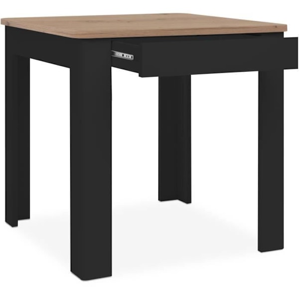 Tabel OSLO - Rektangulær - 4 personer - 80 x 77 x 80 cm - Sort / Håndværks-eg svart / hantverkare ek