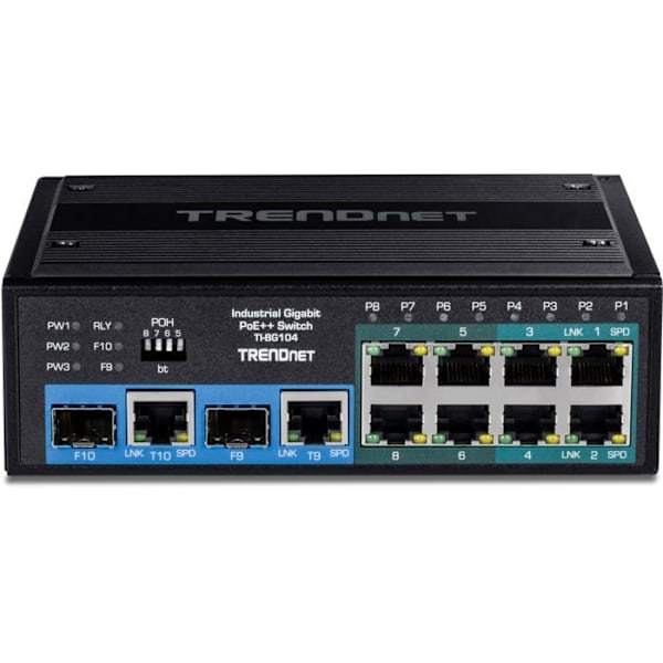 Switch - Ethernet-nav - Trendnet-injektor - TI-BG104 - Switch 10-portar Industrial Gbit PoE++ Din-Rail