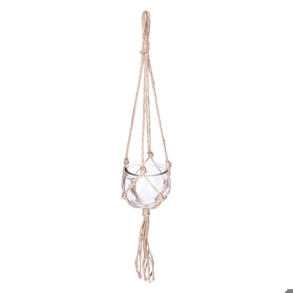 Vase i glas - Atmosphera - Nomade jute - D10.5 cm - H56 cm - Gennemsigtig og beige Transparent, Beige
