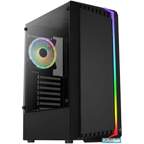 Gamingchassi ATX - Aerocool - BIONICV2 - RGB - Härdat Glas - Fläkt 120 mm Vit