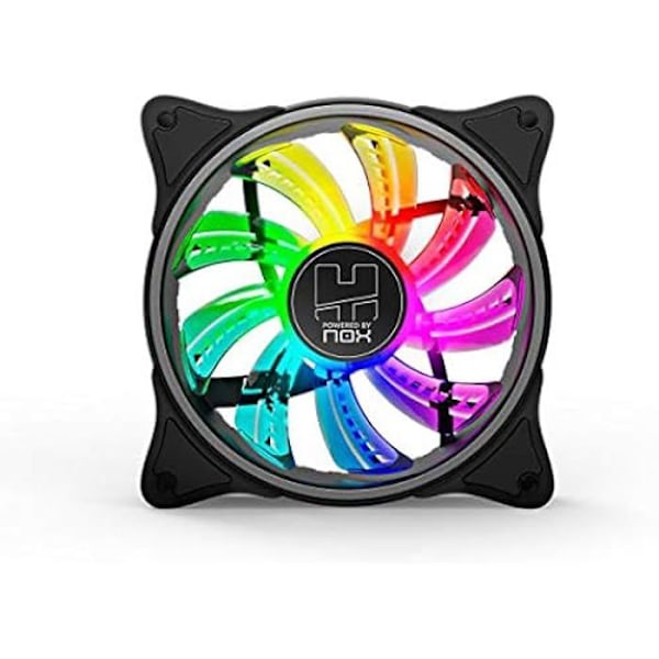 NOX Hummer A-FAN 120 mm PC-tuuletin, ARGB Rainbow LED, erittäin hiljainen tärinää vaimentavilla kumityynyillä, iso