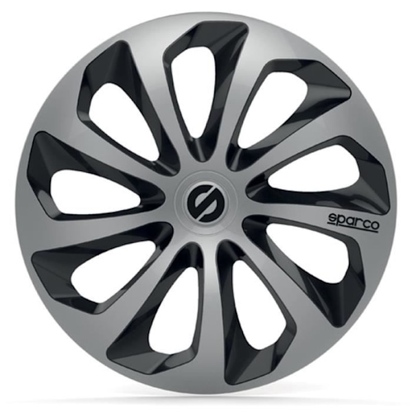 SPARCO 4 hjulkapsler 13 tommer Sicilia sølv og sort Sicilia silver och svart