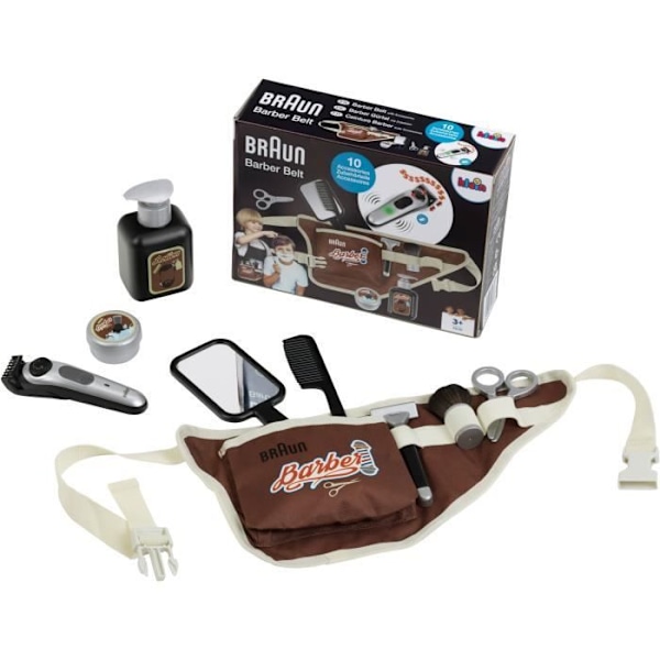 Barberbälte - KLEIN - 5838 - Med elektrisk trimmer och tillbehör - Från 3 år Brun, beige, svart, grå