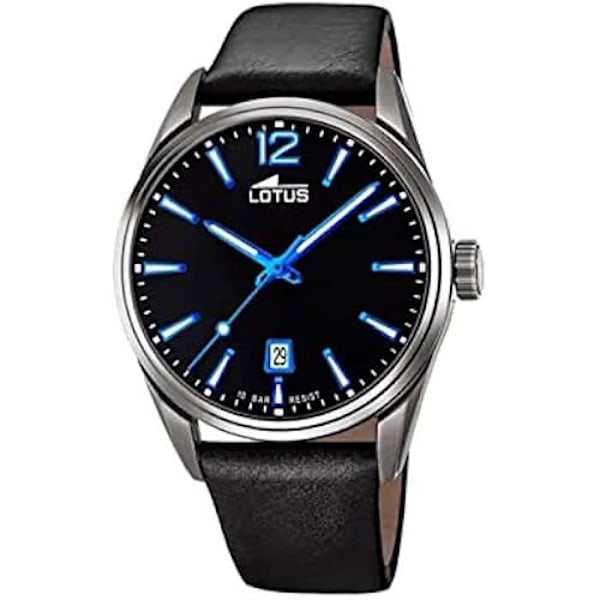 LOTUS Analog kvartsklocka för män med läderarmband 18685/6 Svart
