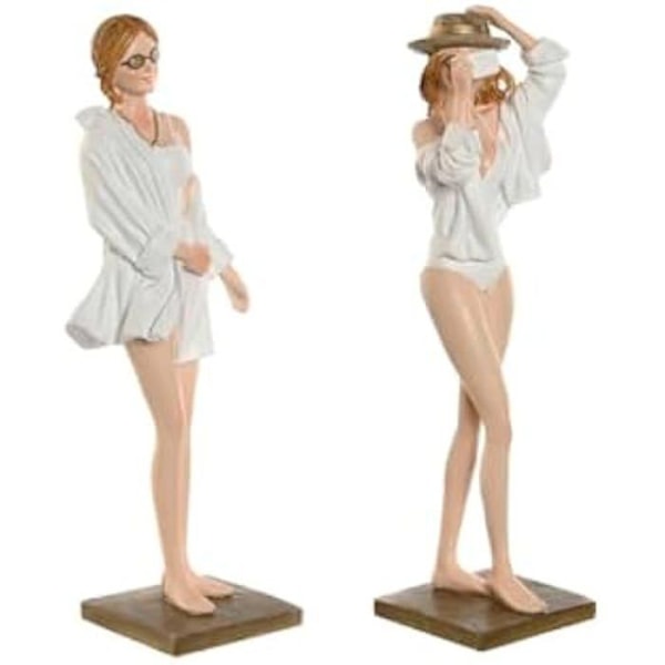 Koristehahmo - HOME ESPRIT - Välimeren nainen - 2 kpl - 6,5 x 8 x 24,5 cm - Monivärinen Flerfärgad