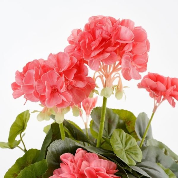 Konstgjord pelargonplanta i cementkruka - H34 x Ø20 cm - Laxrosa - Glimmerdekorationer Laxrosa