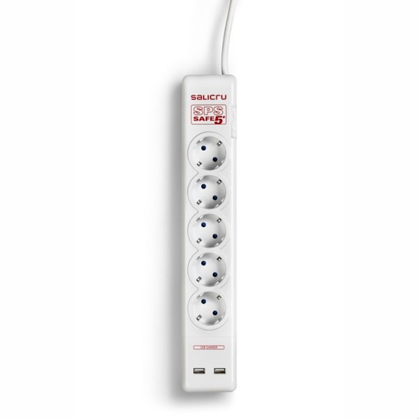 Suojaus ylijännitteiltä SALICRU SPS SAFE 5+ - AC 250 V - 5 lähtöliitintä - 1,5 m