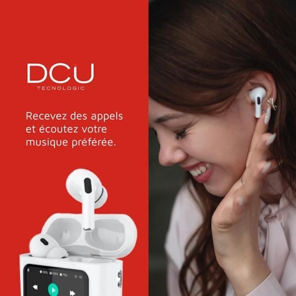 Bluetooth-hovedtelefoner - DCU TECNOLOGIC - 5.4 - Touchskærm - Batteritid 30 timer - Hvid Vit