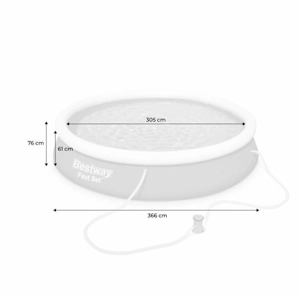 BESTWAY självbärande poolkit ovan jord - Fast Set - 366 x 76 cm - Rund (Levereras med en filtreringspump) Blå