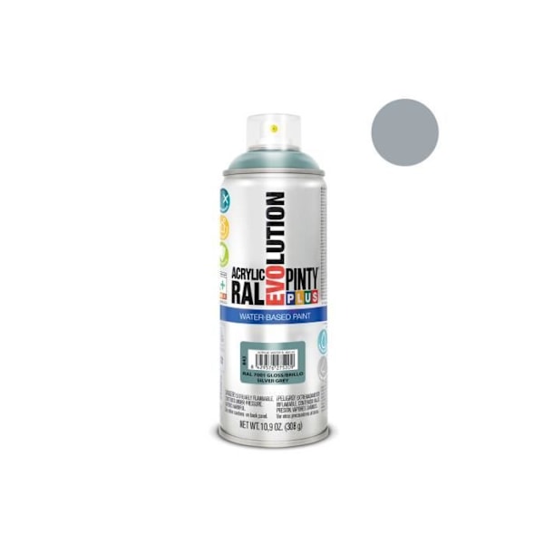Sprayfärg - GENERIC - Pintyplus Evolution - 520cc - Silvergrå - Vattenbaserad Silvergrå