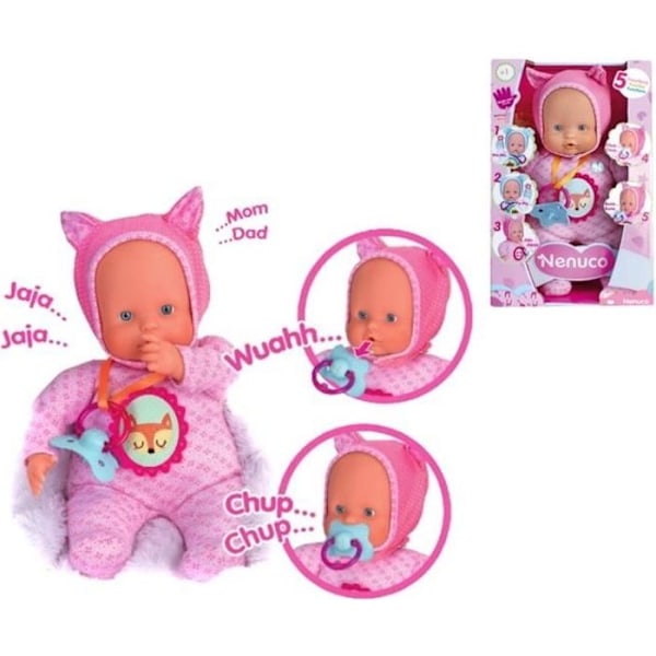 Nenuco blød babydukke 5 funktioner Flerfärgad