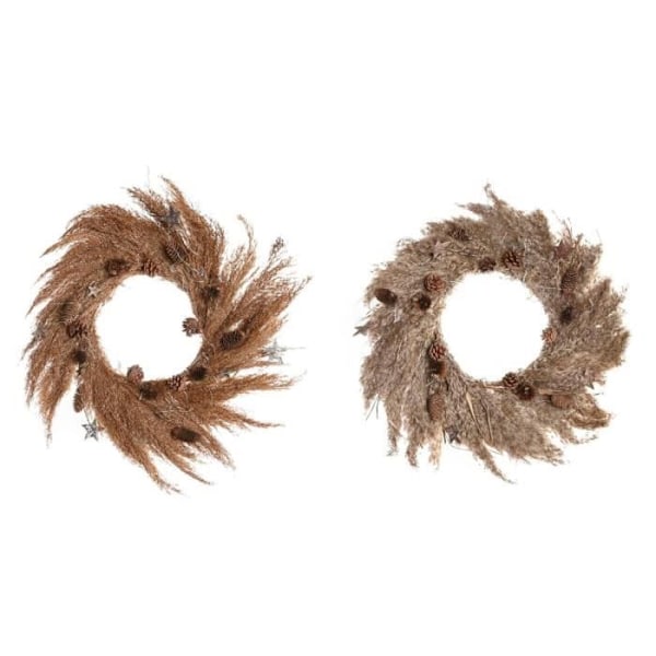Joulukranssi - DKD Home Decor - Kukka - 2 Kappaletta - 60 x 5 x 60 cm - Ruskea kastanj